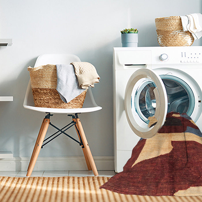 Machine Washable Abstract Saffron Red Rug in a Washing Machine, wshabs3520