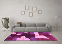 Machine Washable Abstract Pink Modern Rug, wshabs3520pnk