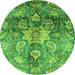 Round Abstract Green Modern Rug, abs3521grn