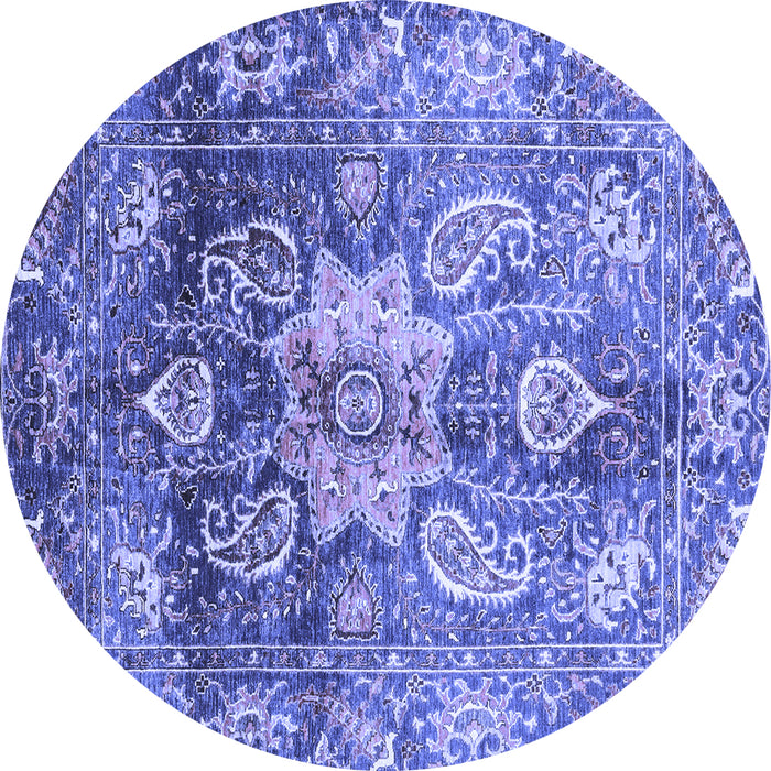 Round Abstract Blue Modern Rug, abs3521blu