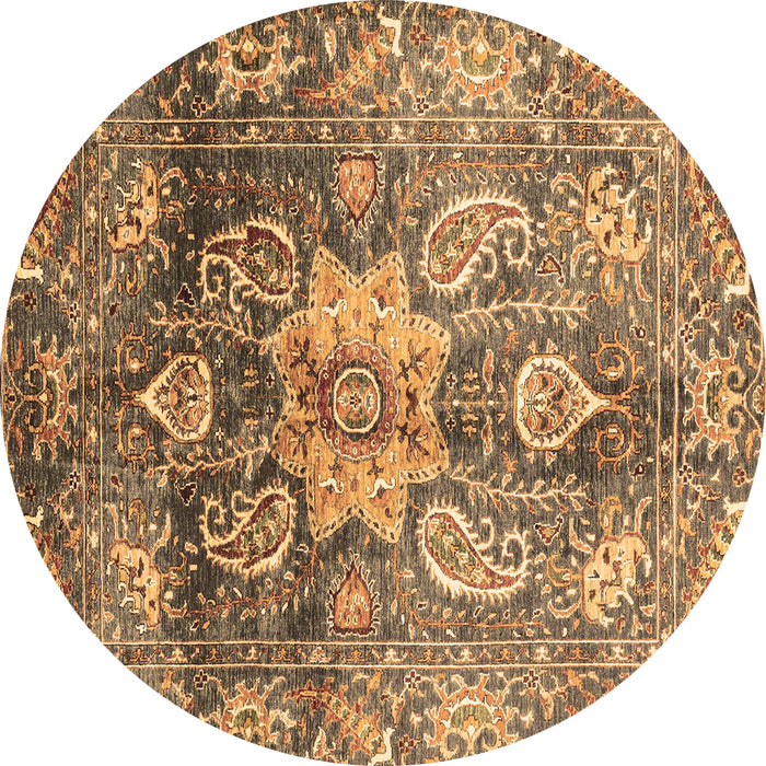 Round Abstract Brown Modern Rug, abs3521brn
