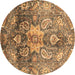 Round Abstract Brown Modern Rug, abs3521brn