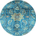 Round Machine Washable Abstract Light Blue Modern Rug, wshabs3521lblu