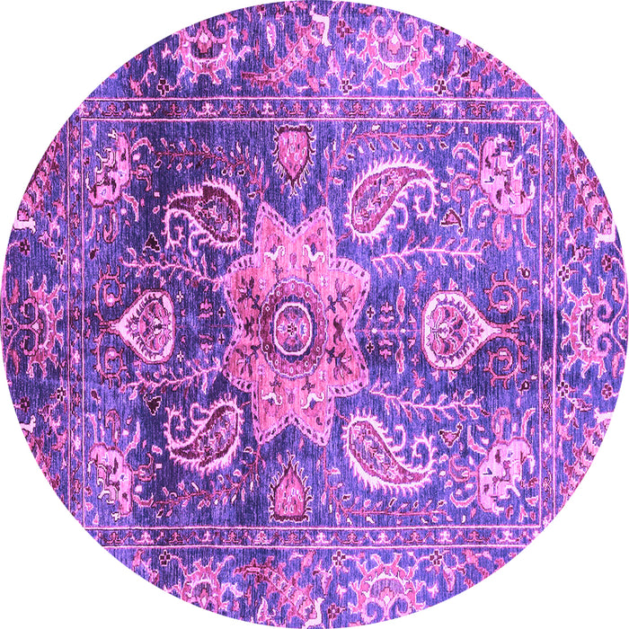 Round Machine Washable Abstract Purple Modern Area Rugs, wshabs3521pur