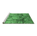 Sideview of Machine Washable Abstract Emerald Green Modern Area Rugs, wshabs3521emgrn