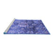 Sideview of Machine Washable Abstract Blue Modern Rug, wshabs3521blu