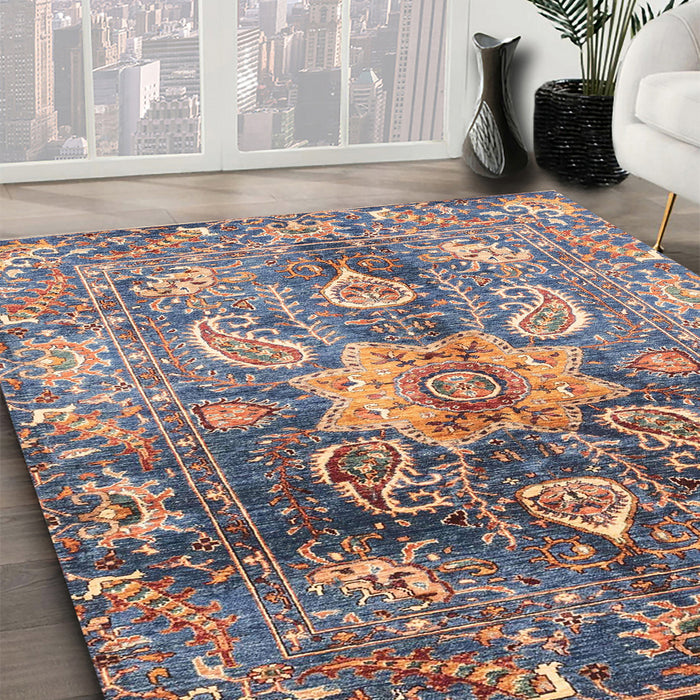 Abstract Rosy Purple Modern Rug in Family Room, abs3521