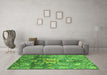 Machine Washable Abstract Green Modern Area Rugs in a Living Room,, wshabs3521grn