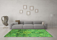 Machine Washable Abstract Green Modern Rug, wshabs3521grn