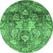 Round Abstract Emerald Green Modern Rug, abs3521emgrn