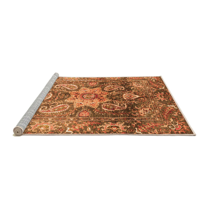 Sideview of Machine Washable Abstract Orange Modern Area Rugs, wshabs3521org