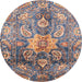 Round Abstract Rosy Purple Modern Rug, abs3521