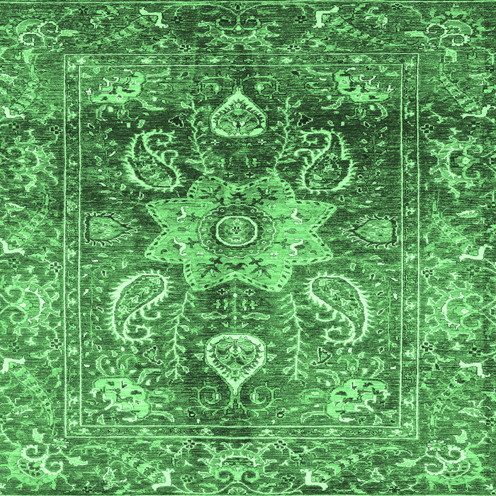 Square Machine Washable Abstract Emerald Green Modern Area Rugs, wshabs3521emgrn