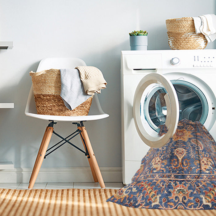 Machine Washable Abstract Rosy-Finch Purple Rug in a Washing Machine, wshabs3521