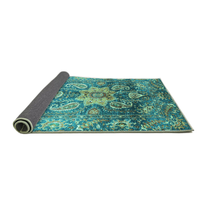 Sideview of Abstract Turquoise Modern Rug, abs3521turq