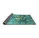 Sideview of Abstract Turquoise Modern Rug, abs3521turq