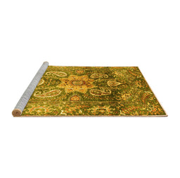 Sideview of Machine Washable Abstract Yellow Modern Rug, wshabs3521yw