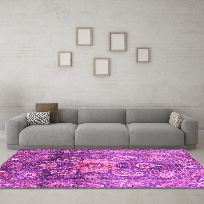 Machine Washable Abstract Pink Modern Rug in a Living Room, wshabs3521pnk
