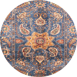 Round Machine Washable Abstract Rosy-Finch Purple Rug, wshabs3521