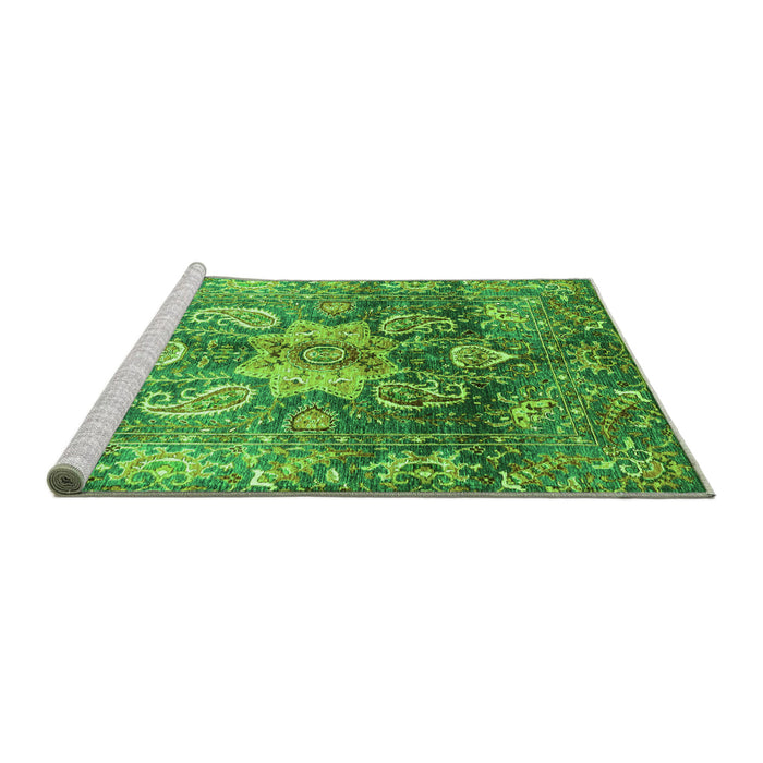 Sideview of Machine Washable Abstract Green Modern Area Rugs, wshabs3521grn