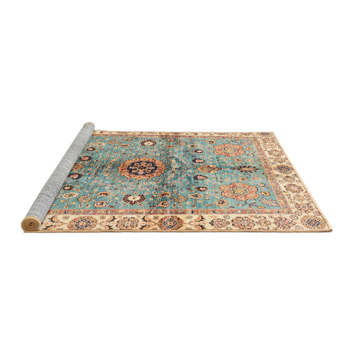 Sideview of Machine Washable Abstract Sage Green Rug, wshabs3522