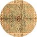 Round Oriental Brown Traditional Rug, abs3522brn