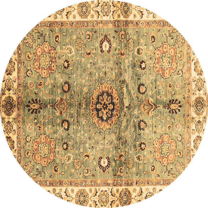 Round Machine Washable Oriental Brown Traditional Rug, wshabs3522brn