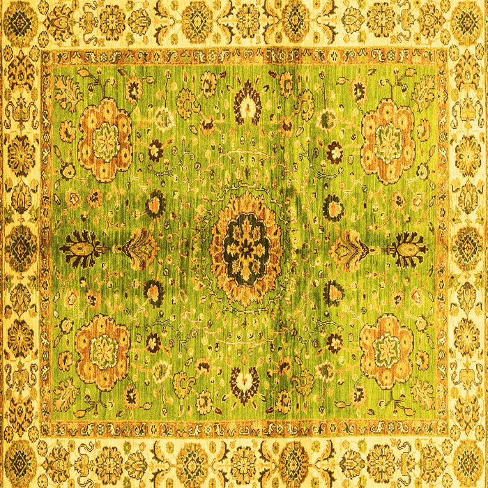 Square Machine Washable Oriental Yellow Traditional Rug, wshabs3522yw