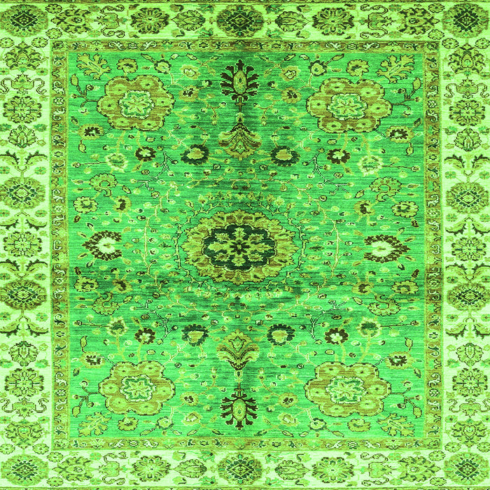 Square Machine Washable Oriental Green Traditional Area Rugs, wshabs3522grn
