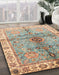 Abstract Sage Green Oriental Rug in Family Room, abs3522