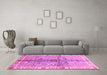 Machine Washable Oriental Pink Traditional Rug in a Living Room, wshabs3522pnk