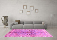 Machine Washable Oriental Pink Traditional Rug, wshabs3522pnk