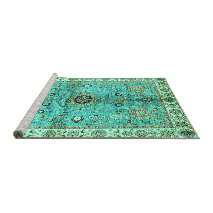 Sideview of Machine Washable Oriental Turquoise Traditional Area Rugs, wshabs3522turq