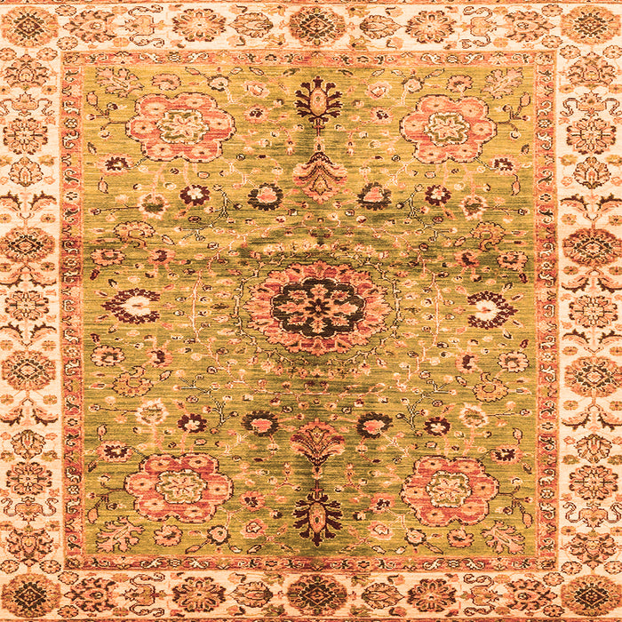 Square Machine Washable Oriental Orange Traditional Area Rugs, wshabs3522org