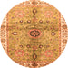 Round Oriental Orange Traditional Rug, abs3522org