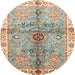 Round Machine Washable Abstract Sage Green Rug, wshabs3522