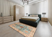 Abstract Sage Green Oriental Rug in a Bedroom, abs3522