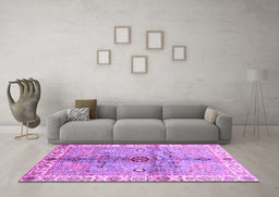 Machine Washable Oriental Purple Traditional Area Rugs in a Living Room, wshabs3522pur