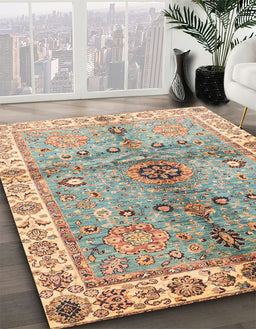 Machine Washable Abstract Sage Green Rug in a Family Room, wshabs3522