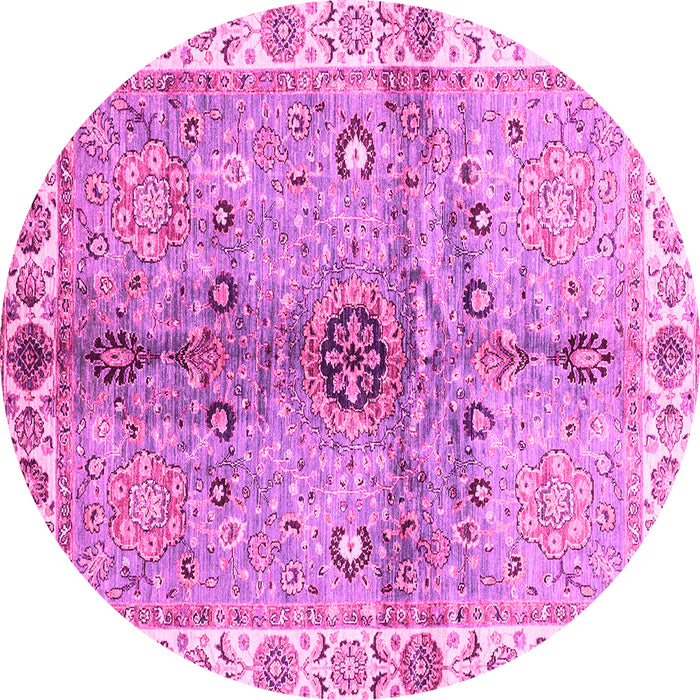 Round Machine Washable Oriental Pink Traditional Rug, wshabs3522pnk