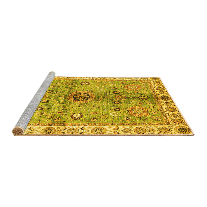 Sideview of Machine Washable Oriental Yellow Traditional Rug, wshabs3522yw