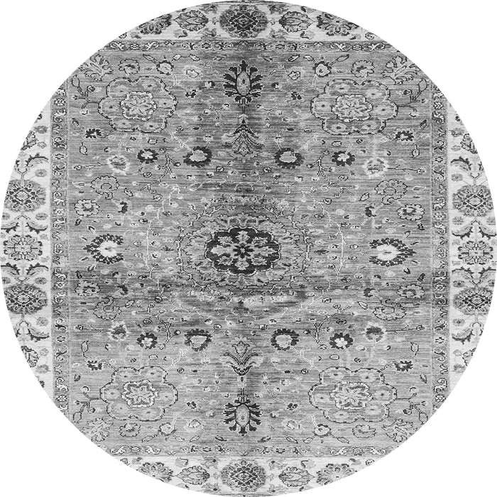Round Machine Washable Oriental Gray Traditional Rug, wshabs3522gry