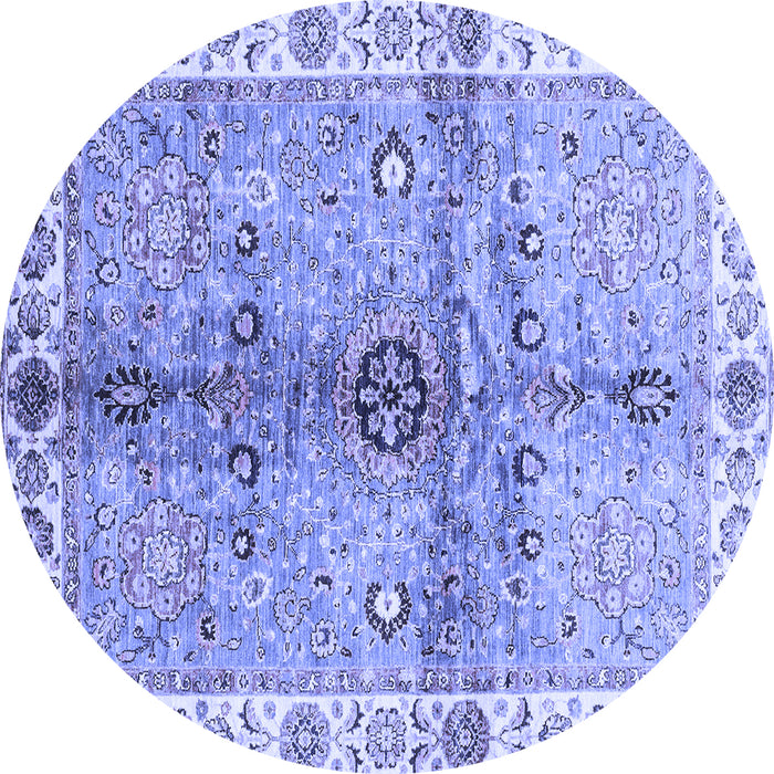 Round Machine Washable Oriental Blue Traditional Rug, wshabs3522blu