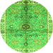 Round Oriental Green Traditional Rug, abs3522grn