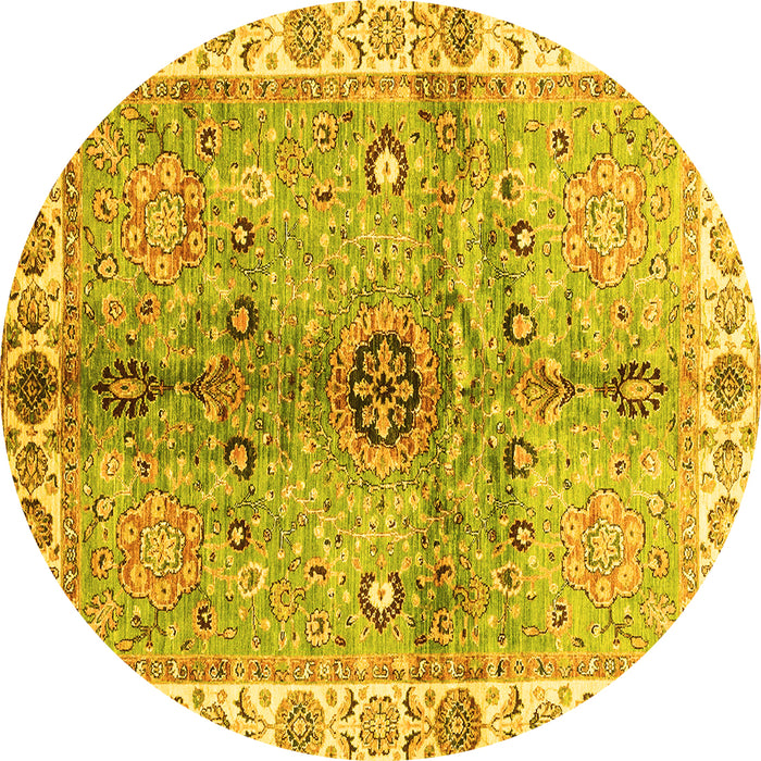 Round Oriental Yellow Traditional Rug, abs3522yw