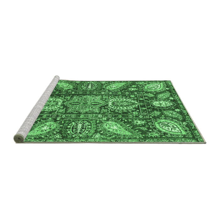 Sideview of Machine Washable Abstract Emerald Green Modern Area Rugs, wshabs3523emgrn