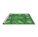 Sideview of Machine Washable Abstract Emerald Green Modern Area Rugs, wshabs3523emgrn