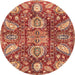 Round Machine Washable Abstract Red Rug, wshabs3523