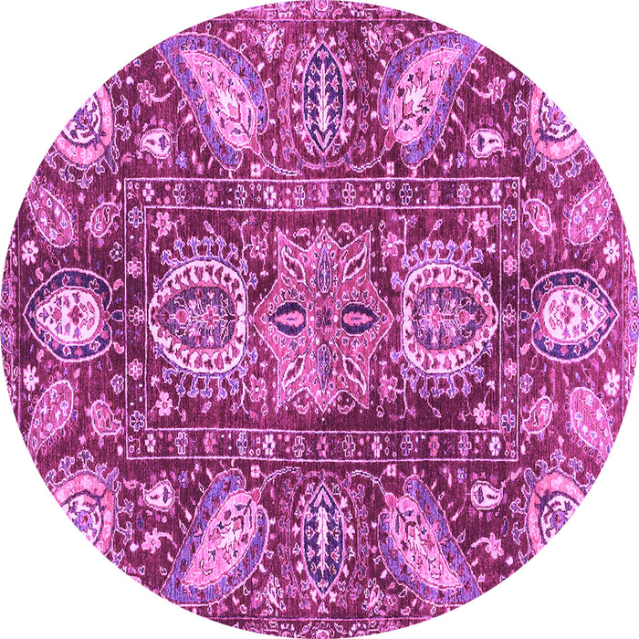 Round Machine Washable Abstract Purple Modern Area Rugs, wshabs3523pur