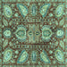 Square Abstract Turquoise Modern Rug, abs3523turq